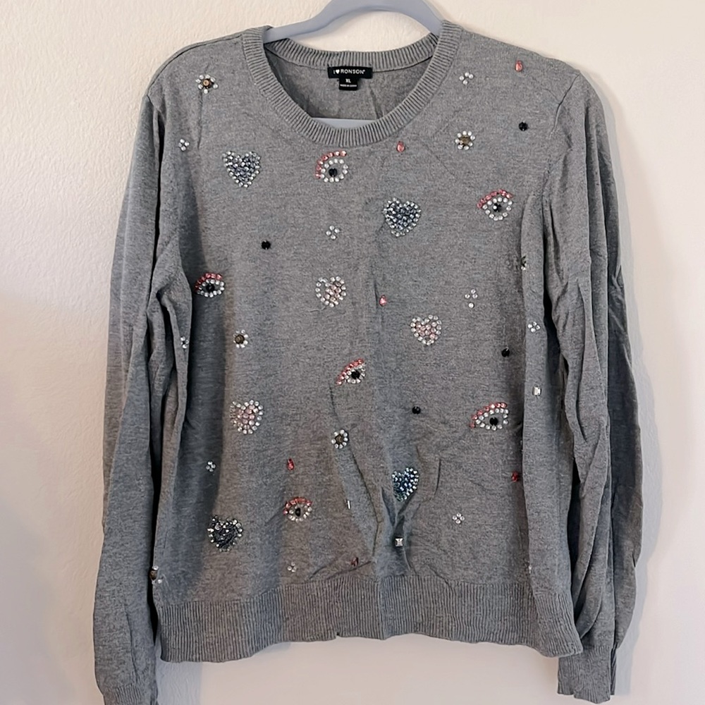 Grey gemstone sweater